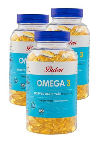 Balen 3 Kutu Omega 3 Norveç Balık Yağı (Trigliserid) 1380 X 200 Softjel Omega3