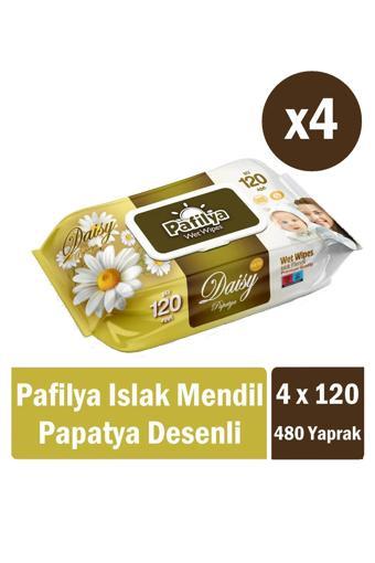 Pafilya Papatya Desenli Islak Havlu Mendil 4X120 (480 Yaprak)