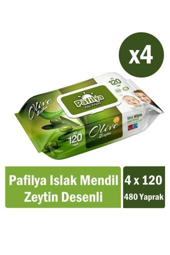 Pafilya Zeytin Desenli Islak Havlu Mendil 4X120 (480 Yaprak)