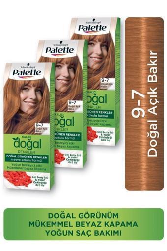 Palette Kalıcı Doğal Renkler Saç Boyası 9-7 Doğal Açık Bakır X 3 Adet