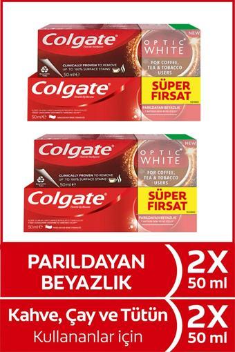 Colgate Optic White Kahve,Çay Ve Tütün 50 Ml X 2 Adet + Optic White Parıldayan Beyazlık 50 Ml X 2 Adet