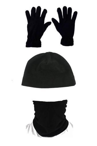 Asker Kolisi Unisex Siyah 3'Lü Set Polar Bere Boyunluk Eldiven Standart