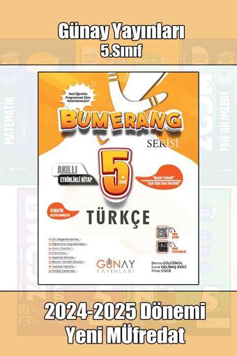 Günay Yayınları 5.Sınıf Bumerang Serisi Türkçe Etkinlikli Akıllı Kitap 2025 Yeni Öğretim Yılı - Günay Yayınları