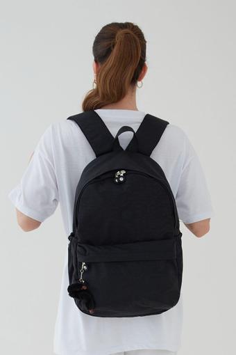 Rosso Collina Unisex Siyah Su Geçirmez Krinkıl Kumaş Günlük Sırt Çantası Seyahat Ve Okul Çantası Bergamo