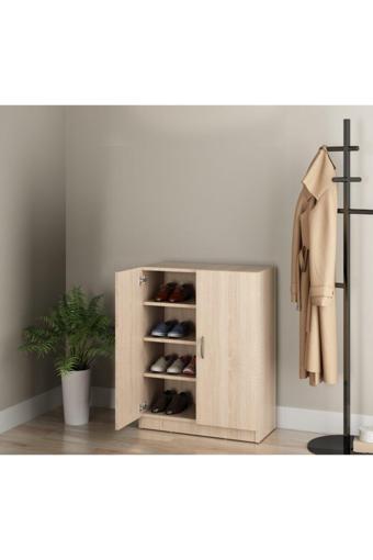 Alesta Life 2 Kapaklı 4 Raflı Ayakkabılık Sonomo 70x33x90 cm