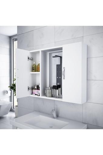 Alesta Life Beyaz Aynalı Banyo Dolabı 65x75x14 cm
