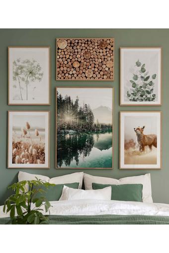 Artavessa 6 Parça Ahşap Çerçeve Görünümlü Mdf Tablo Seti