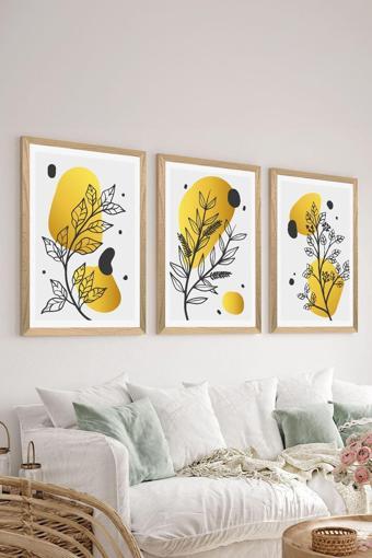 Artavessa 3 Parça Ahşap Çerçeve Görünümlü Mdf Poster Tablo Seti - Set 91
