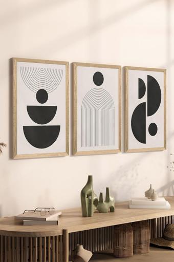 Artavessa 3 Parça Ahşap Çerçeve Görünümlü Mdf Poster Tablo Seti - Set 62