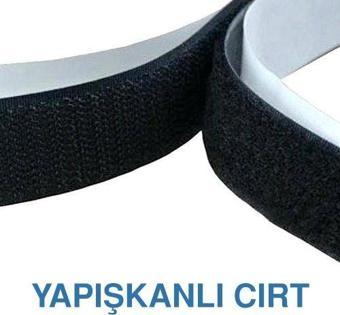 Aso Medya 1 cm Genişlik 25 metre Cırt Bant Şerit, Arkası Yapışkanlı, (25 m kanca ve 25 m kanca birlikte) Siyah