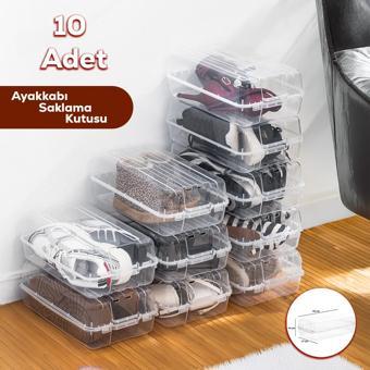 Porsima 3197 10 Adet Kadın Ve Çocuk Ayakkabı Saklama Kutusu Şeffa