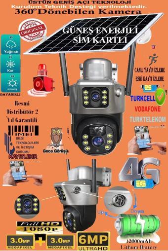 Yeni Nesil 4g Sım Kartlı Solar Güvenlik Kamerası | 6mp | Yapay Zeka | Güçlü Batarya | Güneş Enerjili