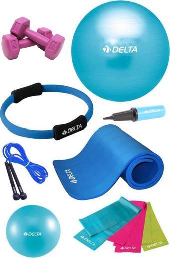 Delta 10 MM Minderli PTS Turkuaz Full Pilates Seti (55 cm 20 cm)