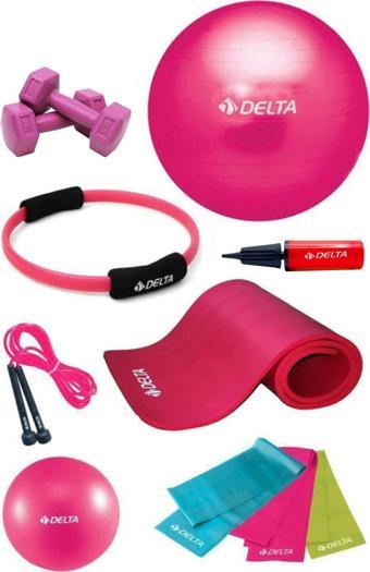 Delta 15 MM Minderli PTS Fuşya Full Pilates Seti (55 cm 20 cm)