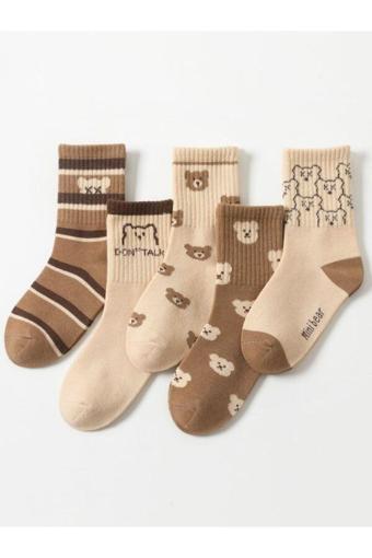 Sky Socks 5'Li Ekonomik Paket Teddy Bear Ayıcıklı Unisex Tenis Çorap Seti