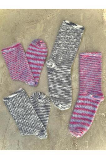 Sky Socks 2'Li Peluş Kışlık Yumuşak Yünlü Degrade Kokulu Gri-Pembe Uyku Çorabı