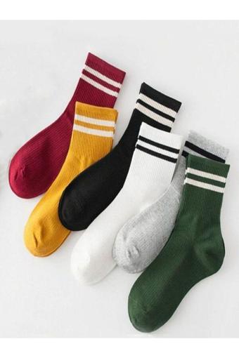 Sky Socks 6'Lı Ekonomik Paket Renkli Çemberli  Desenli Unisex Tenis Çorap Seti