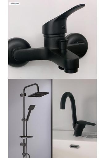 Armour Armatür Siyah Banyo Batarya Seti