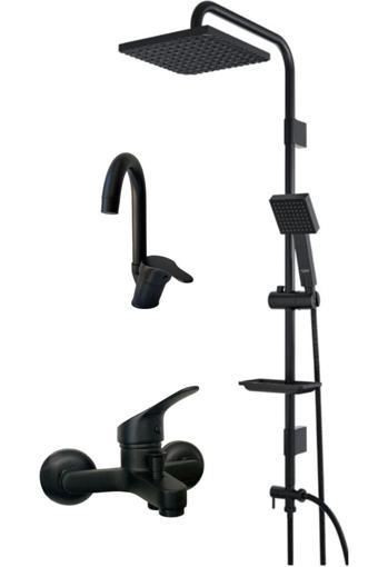 Armour Armatür Siyah Banyo Batarya Seti Siyah Banyo Bataryası Siyah Duş Seti Siyah Lavabo Bataryası