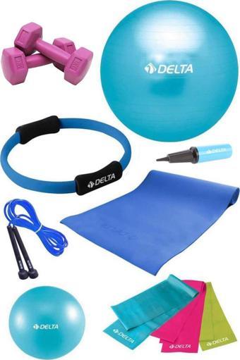 Delta 4 MM Minderli PTS Turkuaz Full Pilates Seti ( 55 cm - 20 cm )