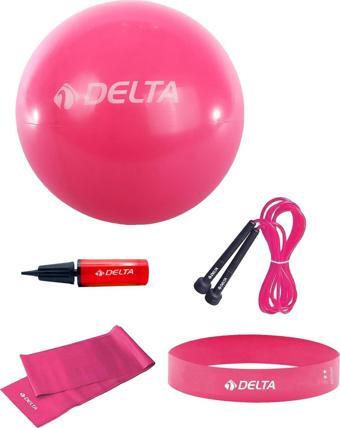 Delta 55 cm Pilates Topu 120 x 15 cm Bant Atlama İpi Pompa Seti