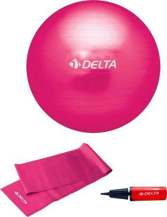 Delta 55 cm Pilates Topu 120 x 15 cm Orta Sert Bant Pompa Seti