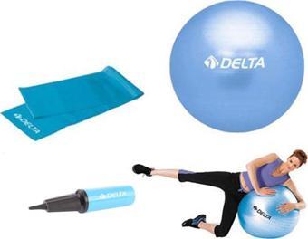 Delta 55 cm Pilates Topu 120 x 15 cm Orta Sert Bant Pompa Seti
