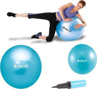 Delta 55 cm Pilates Topu 20 cm Mini Denge Topu Ve Pompası Seti