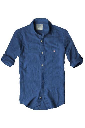 Slim Fit Italyan Kesim Gerçek Keten Gömlek-- Mavisax--