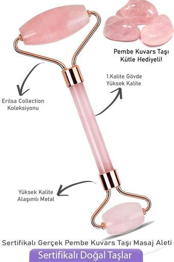 Sertifikalı Pembe Kuvars Taşı Yüz Masaj Aleti - Kütle Hediyeli