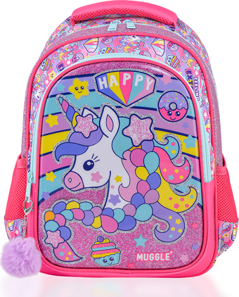 Muggle Okul Sırt Çantası Happy Unicorn Pembe Mu-6443