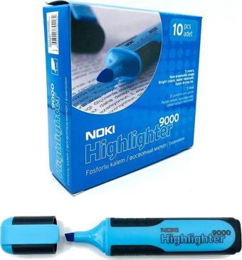 Noki 9000M Fosforlu Kalem Mavi 10 Lu (1 Paket 10 Adet)