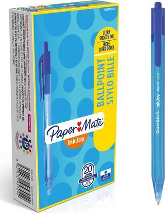 Paper Mate Tükenmez Kalem İnkjoy 100 Rt 1.0 Mm Mavi Basmalı S0957040 (20 Li Paket)