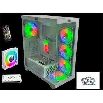 ONTECH - Aztech Azt201 W5*rgb Fan Uzaktan Kumanda Temperli Cam Rgb Swıtch Beyaz Akvaryum Gamıng Kasa