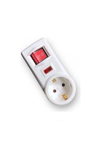 Hobimtek Tekli Akım Korumalı Priz Anahtarlı 3500W Beyaz Topraklı Priz
