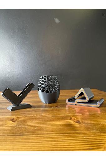 3Cup Design İşe Başlama Hediyesi- Ofis Seti-Babalar Günü Hediyesi-Telefon Standı-Kartvizitlik-Kalemlik-Set