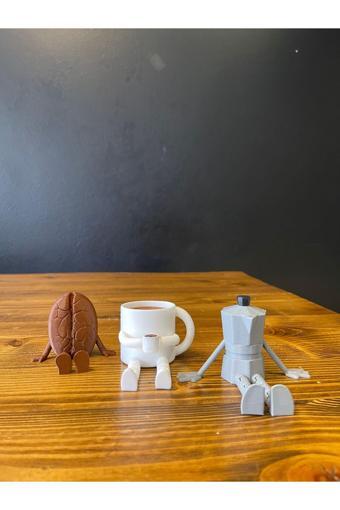3Cup Design Kahve Köşesi Dekor-Kahve Dekor Set-Kahve Makinesi Dekoru-Kahve Konsept Hediye-Kahve Biblo