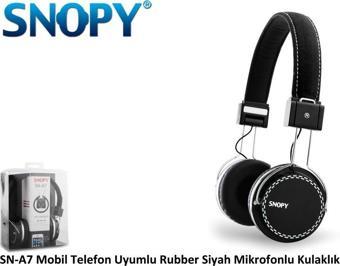 Snoopy Snopy Mobil Telefon Uyumlu Rubber Siyah Mikrofonlu Kulaklık Sn-A7