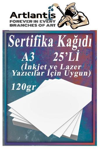 A3 Sertifika Kağıdı Kalın 25 Adet Gramajlı Fotokopi Kağıdı 120 gr Tüm Yazıcılara Uyumlu 29.7x42 cm Kalın Baskı Kağıdı