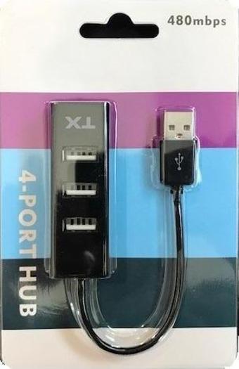 TX Acusb24 4 Port Usb Hub Siyah 2.0 480Mbps 11Cm Kablo Uzunluğu