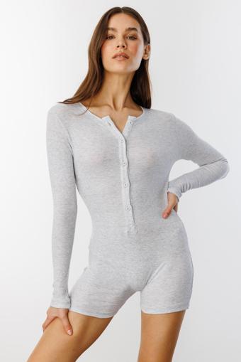GENIUS STORE Fitilli Uzun Kollu Kısa Tulum Romper UZUNKOL-TULUM