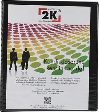 2K Sunum Klasörü Cepli 7 Cm 2 Halkalı Siyah 07-2D-S