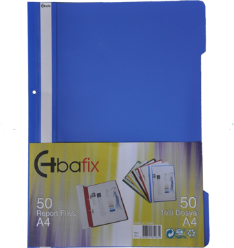 Bafix Telli Dosya Plastik A-4 Mavi Klasik 66724 50 Li (1 Paket 50 Adet)