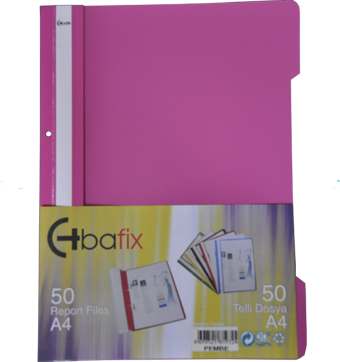 Bafix Telli Dosya Plastik A-4 Pembe 66726 50 Li (1 Paket 50 Adet)