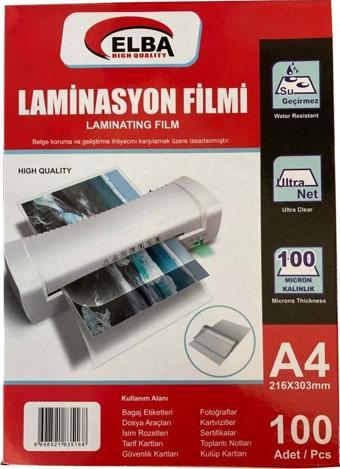 Elba Laminasyon Filmi A4 100 Micron 216X303Mm (100 Lü Paket)