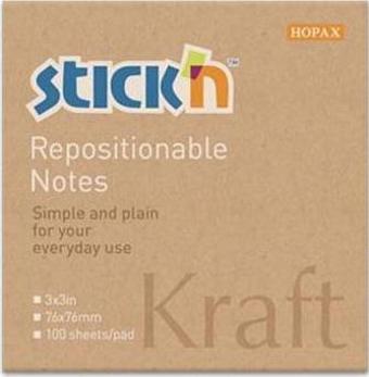 Hopax Stickn Yapışkanlı Not Kağıdı 76X76 Mm Kraft 100 Yaprak 12 Li 4-2163900-5001 (1 Paket 12 Adet)