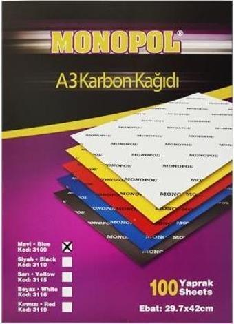 Monopol A-3 Karbon Kağıdı Mavi 29X420Mm 100 Lü M3109 (1 Paket 100 Adet)