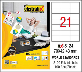 Extrafix (Fix-5124 )Laser Etiket 70 X 42,43 mm q 29E224.T70.00.139756