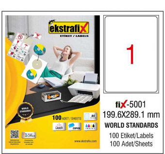 Extrafix Lazer Etiket 199,6X289,1 mm Fix-5001 8699071150015