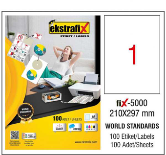 Extrafix Lazer Etiket 210X297 mm Fix-5000 29E224.T70.00.1397909